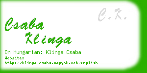 csaba klinga business card